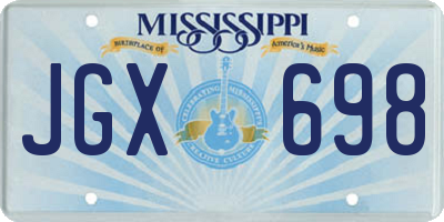 MS license plate JGX698