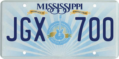 MS license plate JGX700