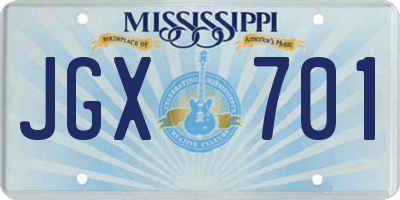 MS license plate JGX701