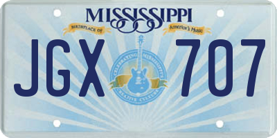 MS license plate JGX707