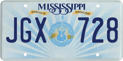 MS license plate JGX728