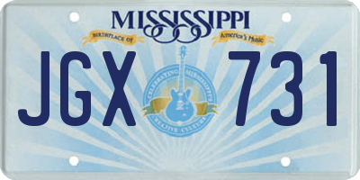 MS license plate JGX731