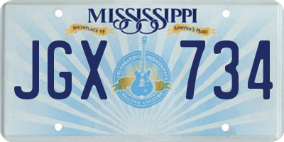 MS license plate JGX734
