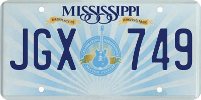 MS license plate JGX749