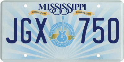 MS license plate JGX750