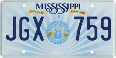 MS license plate JGX759