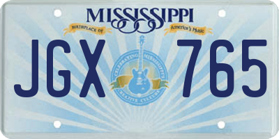 MS license plate JGX765