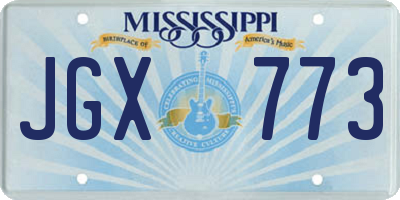 MS license plate JGX773