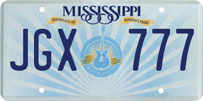 MS license plate JGX777