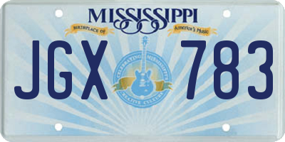 MS license plate JGX783
