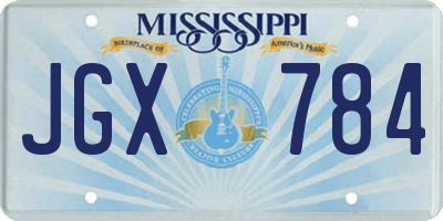 MS license plate JGX784