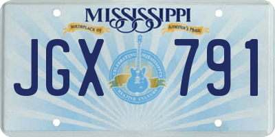 MS license plate JGX791