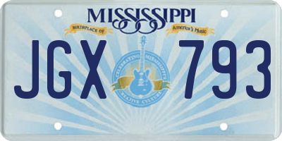 MS license plate JGX793