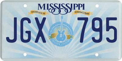 MS license plate JGX795