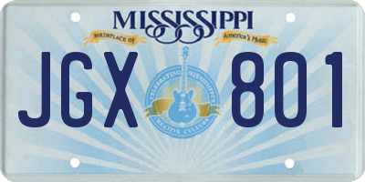 MS license plate JGX801