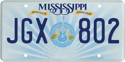 MS license plate JGX802