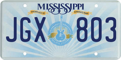 MS license plate JGX803