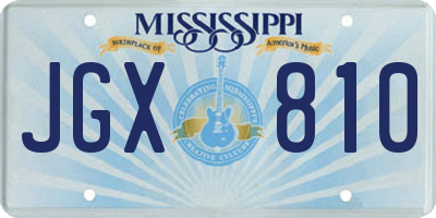 MS license plate JGX810