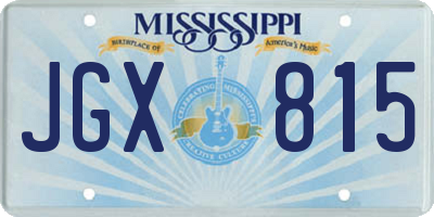 MS license plate JGX815
