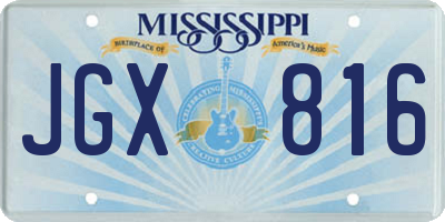 MS license plate JGX816