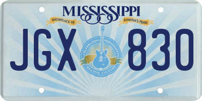 MS license plate JGX830