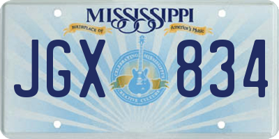 MS license plate JGX834