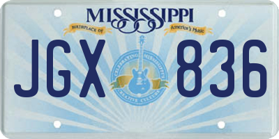 MS license plate JGX836