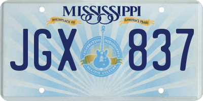 MS license plate JGX837
