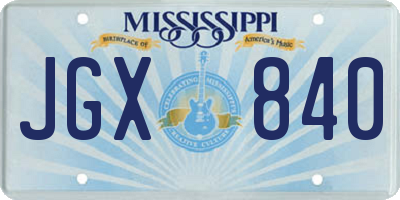 MS license plate JGX840