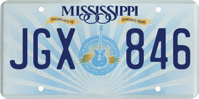 MS license plate JGX846