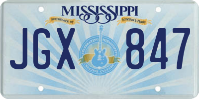 MS license plate JGX847
