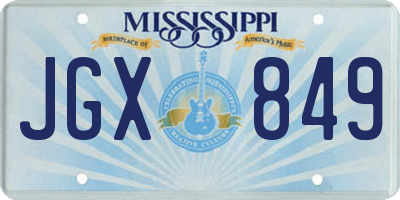 MS license plate JGX849