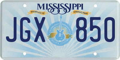 MS license plate JGX850