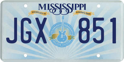 MS license plate JGX851