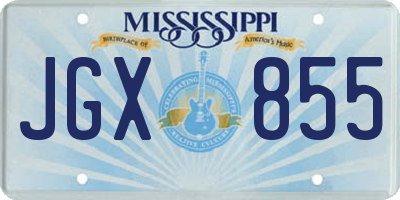 MS license plate JGX855