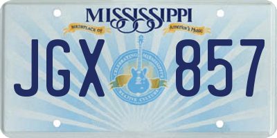 MS license plate JGX857