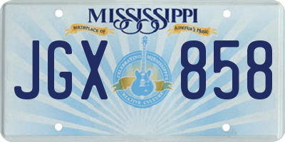 MS license plate JGX858