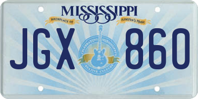 MS license plate JGX860