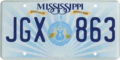 MS license plate JGX863