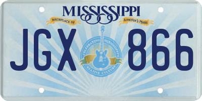 MS license plate JGX866