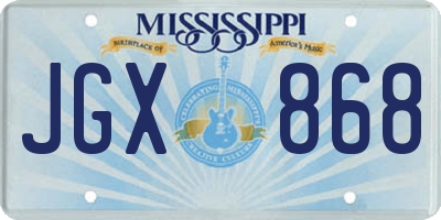 MS license plate JGX868
