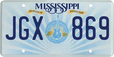 MS license plate JGX869
