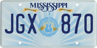 MS license plate JGX870