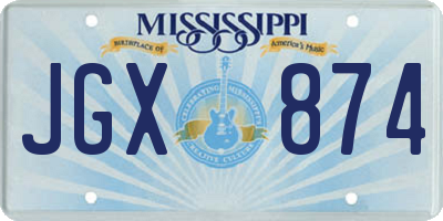 MS license plate JGX874