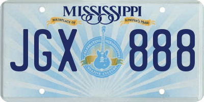 MS license plate JGX888