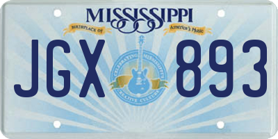 MS license plate JGX893