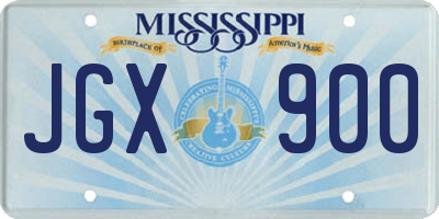 MS license plate JGX900
