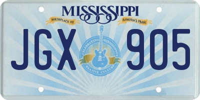 MS license plate JGX905