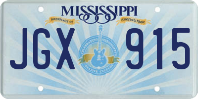 MS license plate JGX915