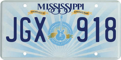 MS license plate JGX918